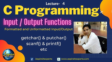 Input and Output functions in C | getcahr, get, getch, getche, gets,put, putchr, scanf,printf
