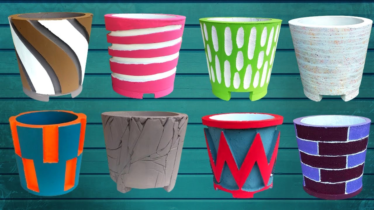 8 ideas cement Unique Flower Pot DIY Making Unique Cement Pot From