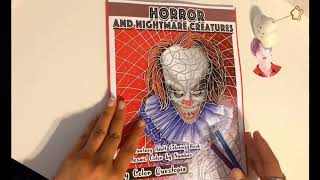 Horror And Nightmare Creatures color by number flip through