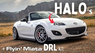 Switchback halo lights, DRL kit, painted headlights, new lenses... Miata makeover!