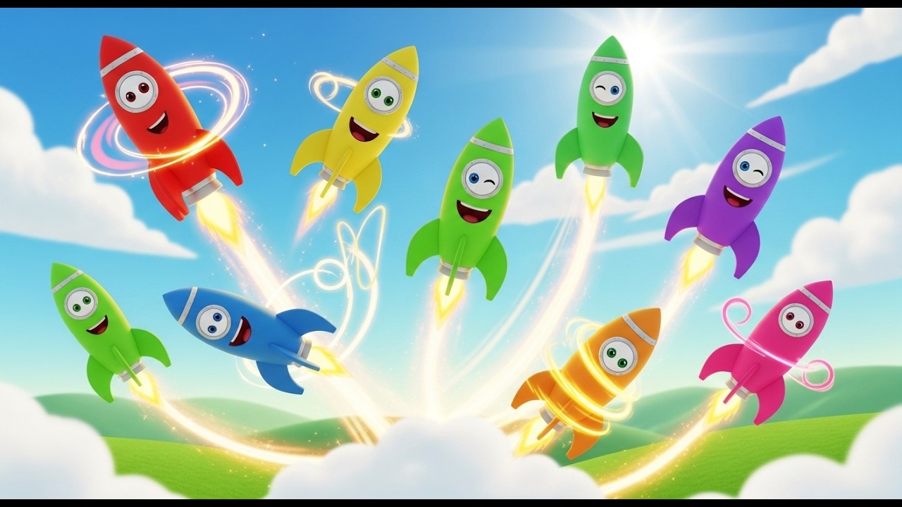 Seven Little Toy Rockets Whoosh Whoosh Whoosh 🚀 | Space Adventure & Counting Song