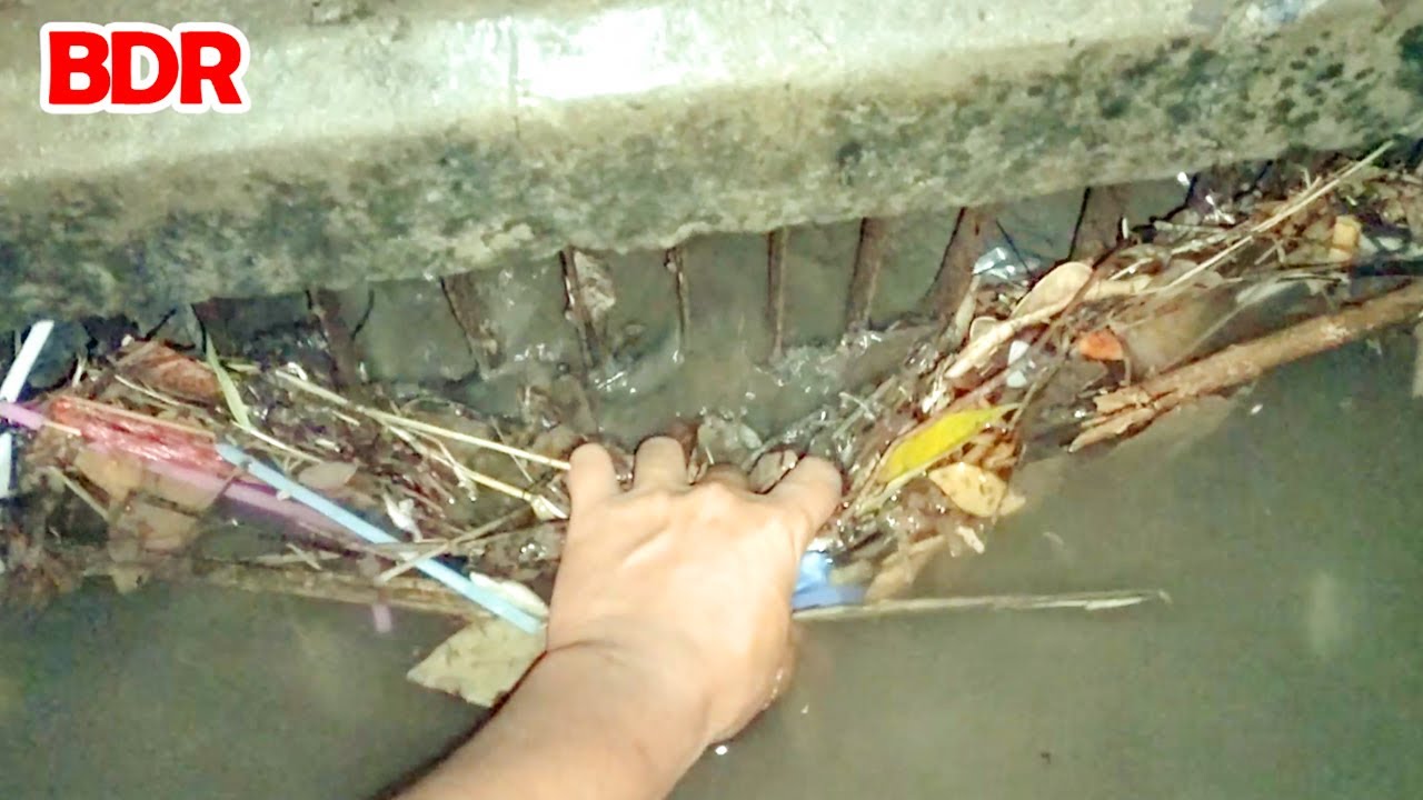 Remove Trash And Debris Clogged Drain On Street Road After Rain - YouTube
