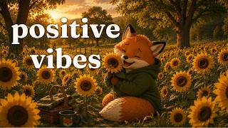 lofi to make you smile🌻 fox hugging a sunflower🦊 upbeat music for chronic illness & mental health 🌅🤍 screenshot 4