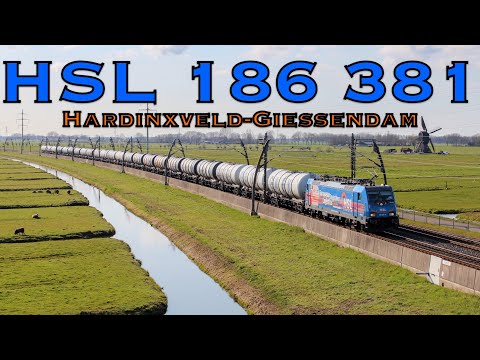 HSL 186 381 komt met sleep GATX ketels langs Hardinxveld-Giessendam!