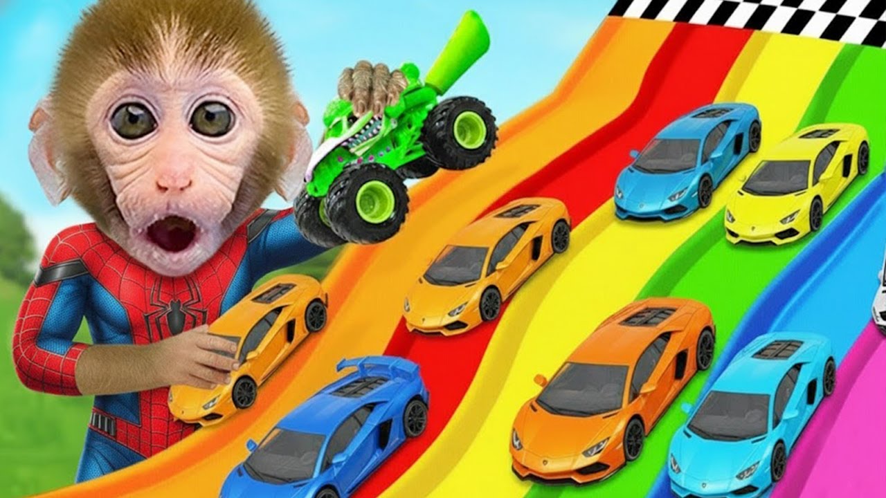 Macaco Bon Bon se transforma em um super herói e pilota uma moto de super herói | Bon Bon Brasil