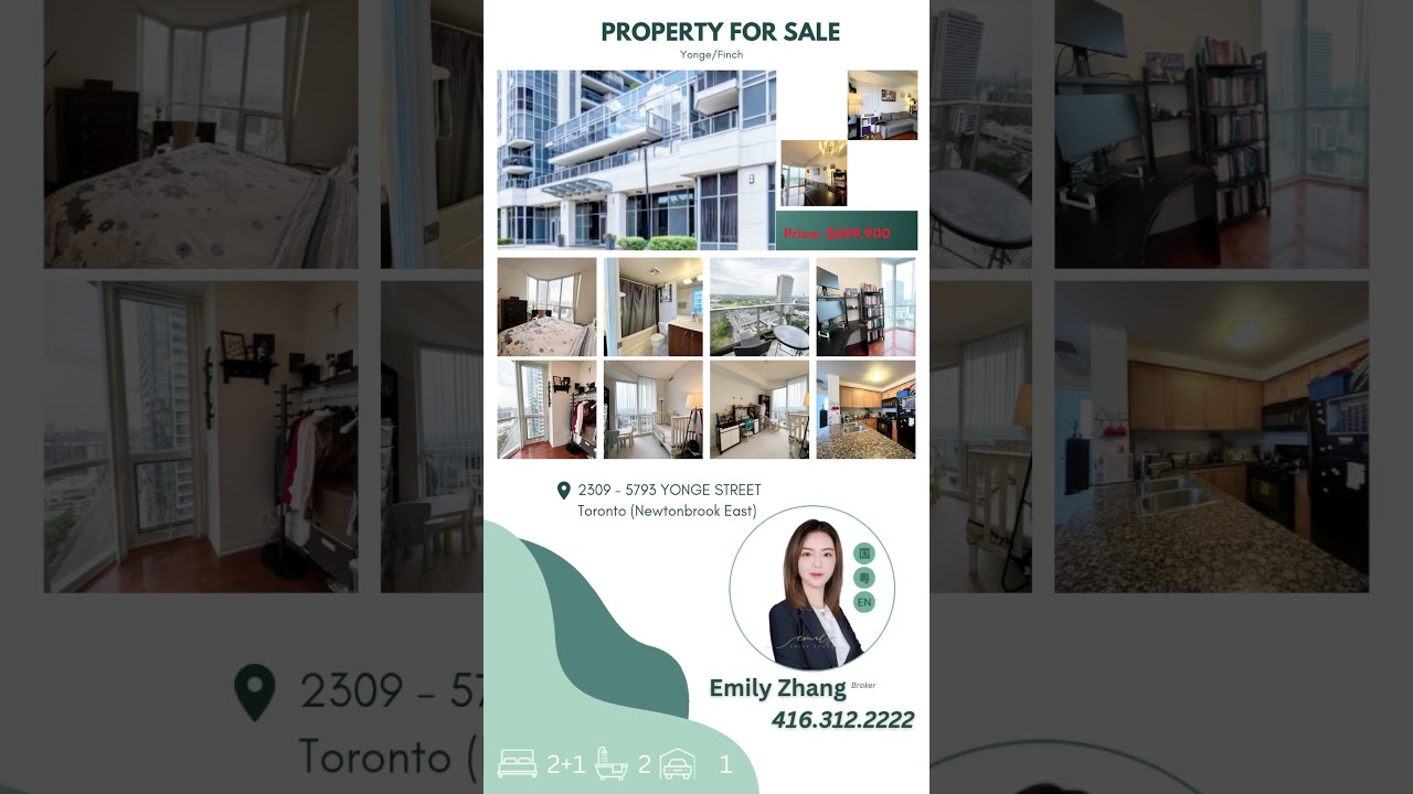 🔥 New Condo Listing by Emily Zhang📍2309 - 5793 Yonge Street, Toronto (Newtonbrook East)