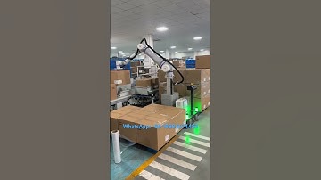 🦾Collaborative robots automatically palletize box products.