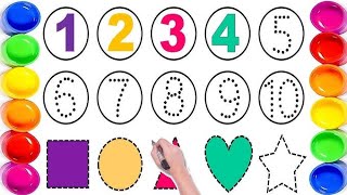 1 to 100 counting, kids rhymes, 123 Numbers, learn to count, One two three, Shapes Drawing 