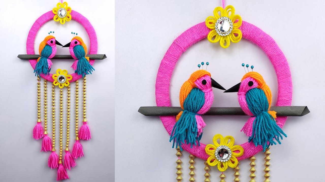 Easy Woolen Birds Craft / DIY Woolen Bird Wall Hanging / Yarn Bird