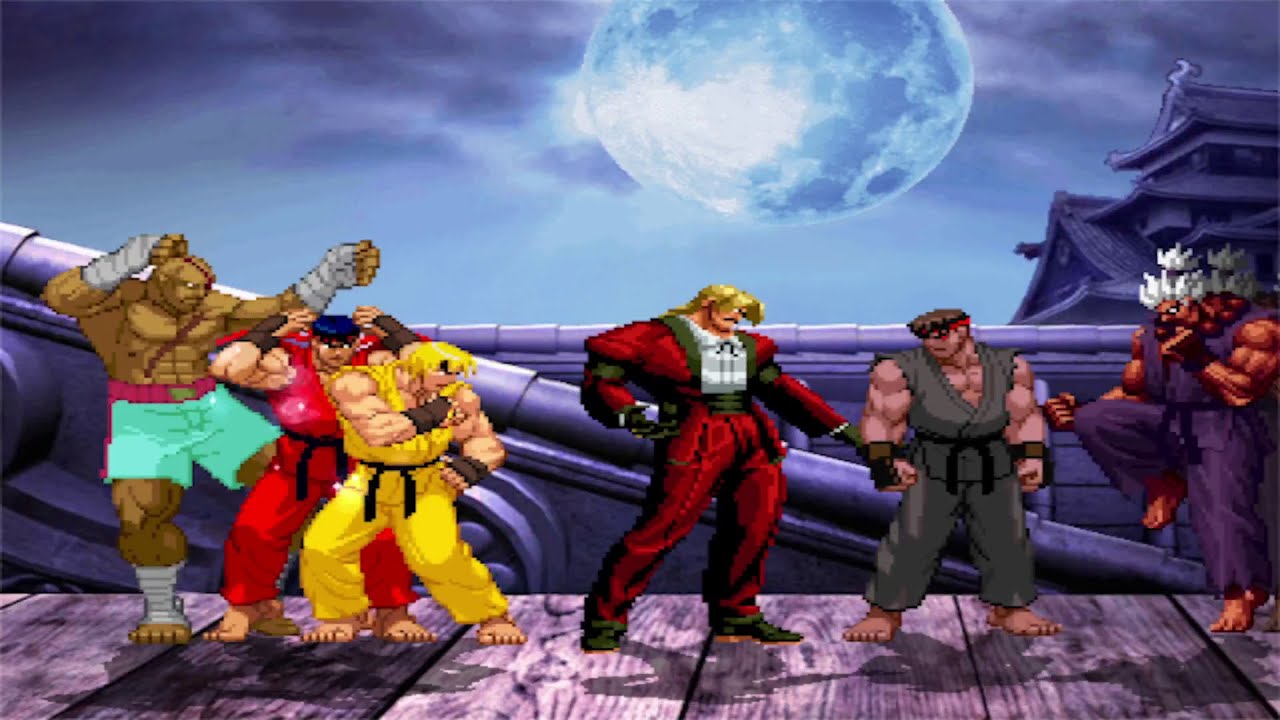 MASTER GOD RYU VS ICE RYU, FIRE KEN, SHIN AKUMA & SUPREME SAGAT - YouTube
