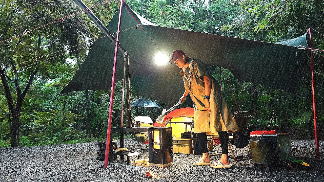 미쳐버린 물폭탄 속 화목난로 우중캠핑│시작부터 마무리까지 완벽했다