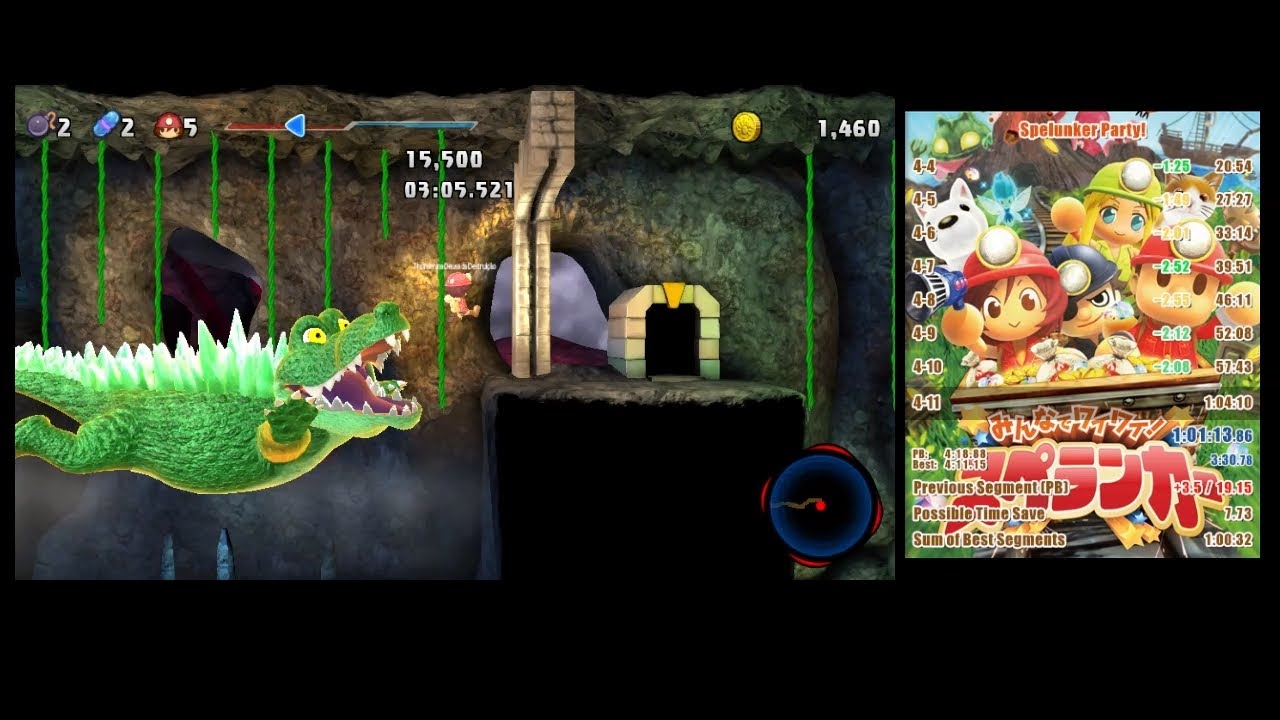 Spelunker Party! Spelunkette Any% World 4 No Equipment Speedrun - 