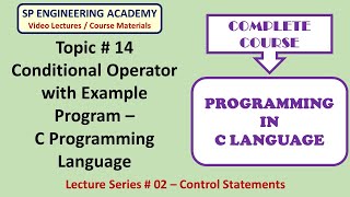 14 Conditional Operator with Example Program   C Programming Language