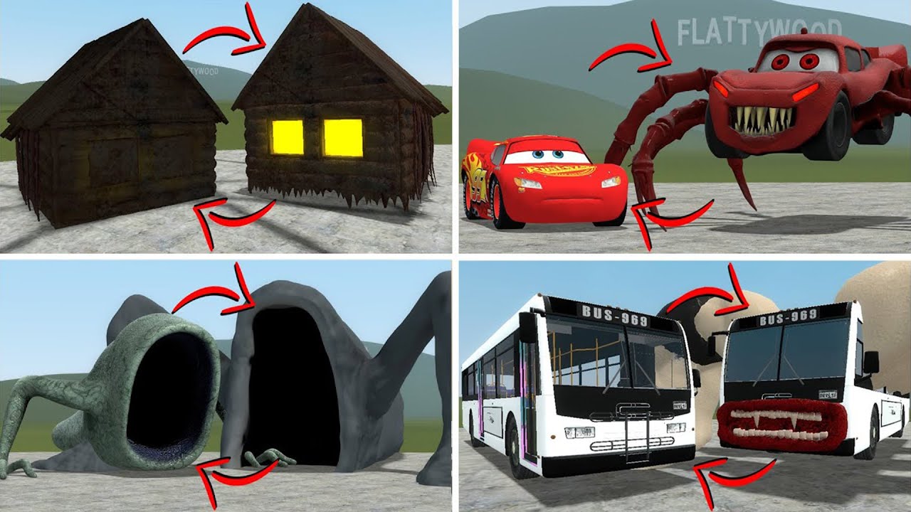 EVERYTHING TURNED INTO MONSTERS: CURSED MCQUEEN, HOUSE HEAD VS ALL TREVOR HENDERSON In GMOD!