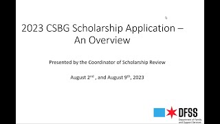 2023 CSBG Scholarship Application Overview - DFSS