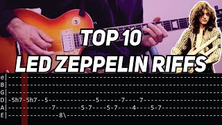 Video thumbnail of "TOP 10 LED ZEPPELIN RIFFS (with tab)"