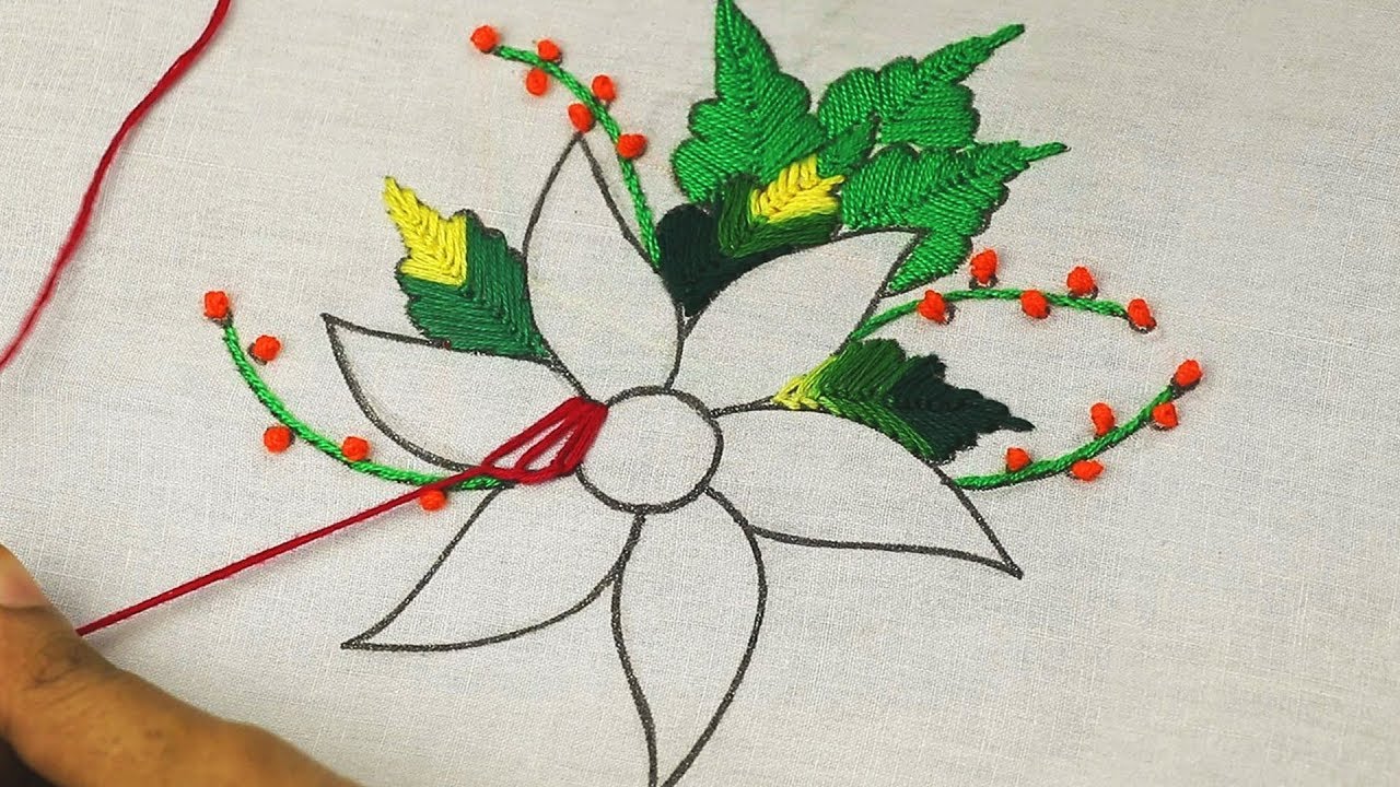 latest fantasy flower embroidery designs for Christmas decoration with easy hand embroidery stitches