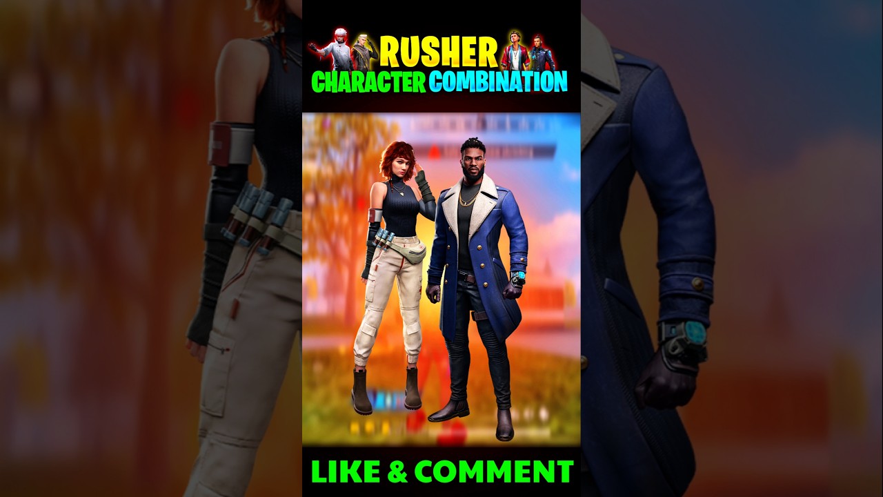 RUSHER CHARACTER COMBINATION IN FREE FIRE 🔥 || #freefire #shorts #od18gaming