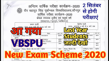 VBSPU NEW TIME TABLE 2020 || VBSPU NEW EXAM SCHEME 2020 || BA,BSC,B.COM TIME TABLE FOR LAST YEAR