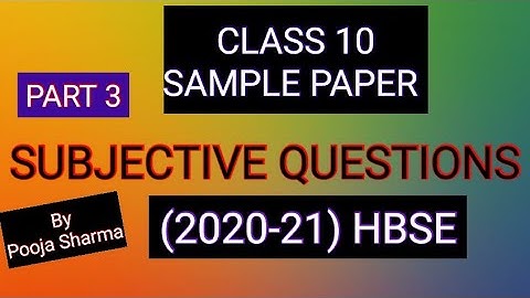 Class-10 || SAMPLE PAPER || SUBJECTIVE QUES. || Section-C || BSEH || By Pooja Sharma