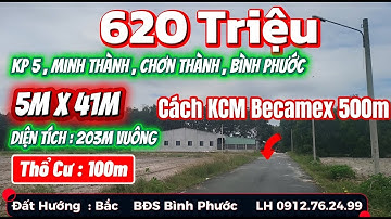 620 Triệu 5 x 41 DT 203m 50 Thổ Cư Đường Nhựa Cách KCN 500m Phường Minh Thành,Chơn Thành ,Bình Phước