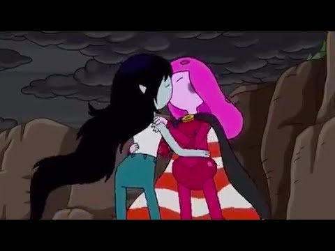 adventure time finn and princess bubblegum kiss on the lips