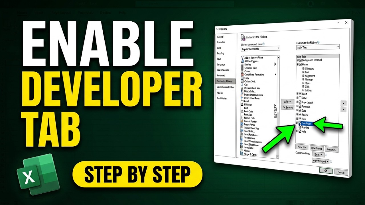 How to enable the Developer Tab in Excel | Step by Step - YouTube