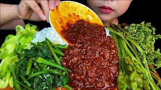 SPICY TOMATO FISH PASTE CURRY, STINK BEANS, BOILED VEGGIES