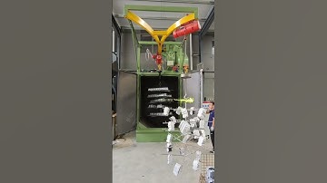Hanger type shot blasting machine to blast Aluminium workpieces | Qinggong Machinery