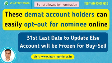 How to opt-out for nominee in my demat account online | I Don