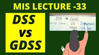 DSS vs GDSS | Decision Support System vs Group Decision Support System |  MIS Lecture 33 | BBA | MBA