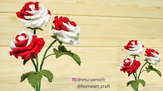 Two Tone Felt Roses - #DIY How to Make Rose Felt Flowers || S Nuraeni