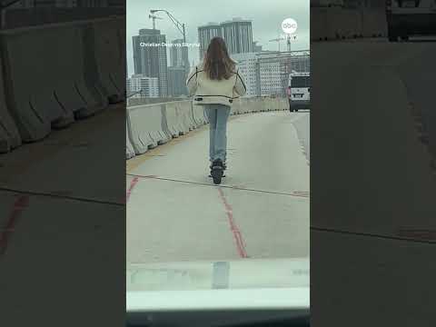 Woman spotted riding electric scooter on miami highway