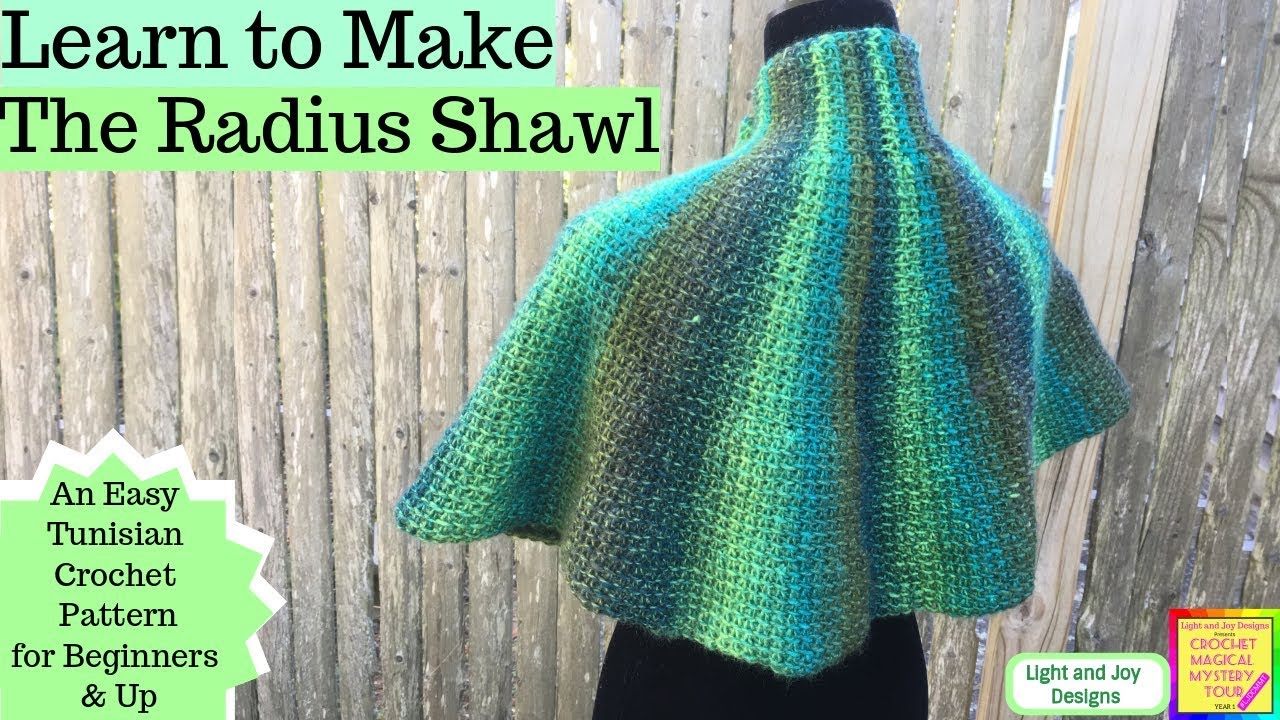 Learn Tunisian Crochet Simple Stitch Short Rows - The Radius Shawl - A Template Pattern Concept