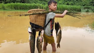 manufacturing fishing rods, and traps for carp, catfish and tilapia,orphan boy Khai - and old lady..