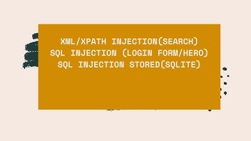 XML/XPath Injection(Search)-SQL Injection (Login Form/Hero)-SQL Injection Stored(SQLite)