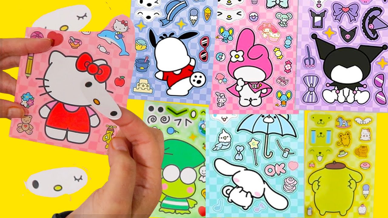Pegatinas de Caras de HELLO KITTY | Dibujamos y coloreamos fondos para cada personaje