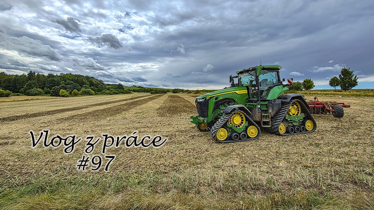 Vlog z práce #97 Nedělní diskování řepkového strniště v kopcích - JohnDeere 8RX 410