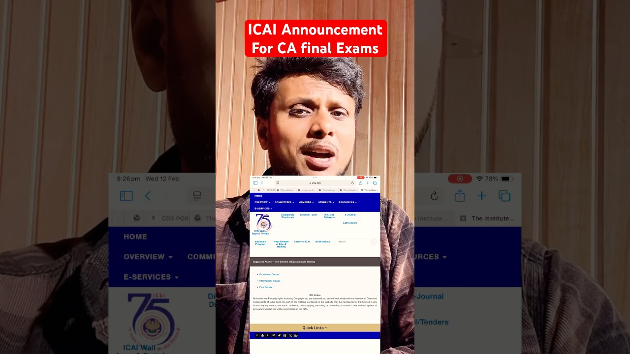 Breaking News | ICAI ANNOUNCEMENT CA final Exams