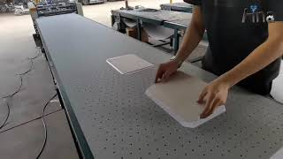 Gluing machine with stop function + four-side folding machine= case/hard cover making machine