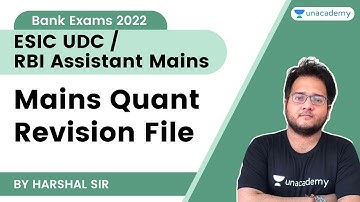 Mains Quant Revision File | ESIC UDC | RBI ASSISTANT Mains | Harshal Sir | The Bankers