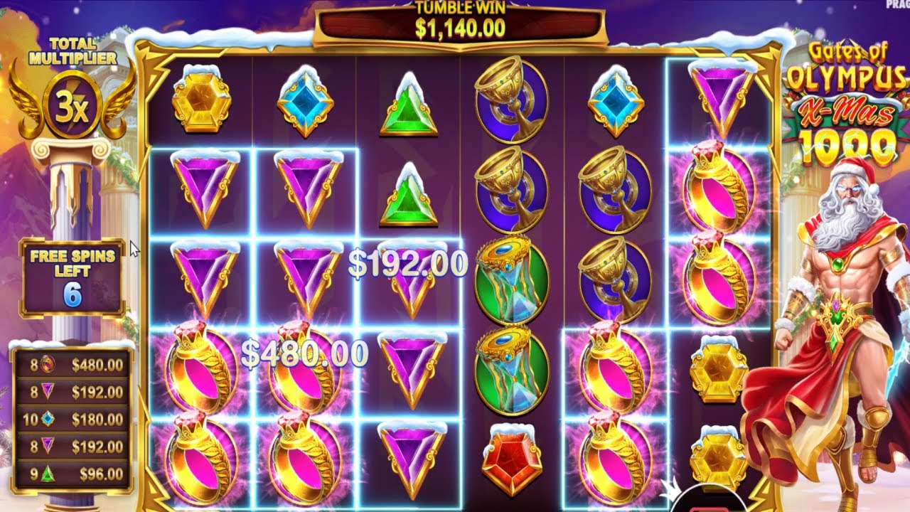 GATES OF OLYMPUS 1000 X-MAS HIT HUGE TUMBLE WIN SMALL MULTIPLIER BONUS ...