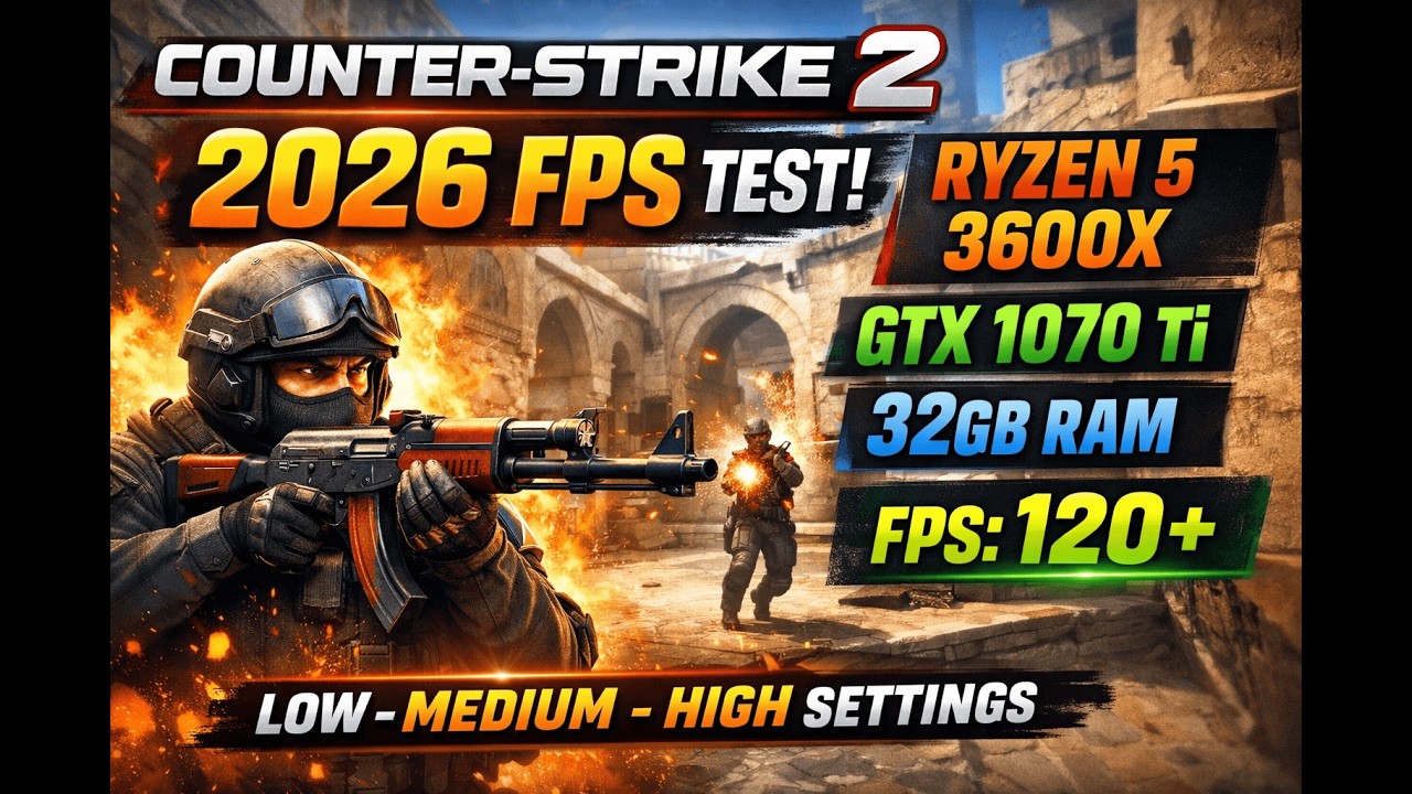 Counter Strike 2 2026 FPS Test — Ryzen 5 3600X | GTX 1070 Ti | 32GB RAM |