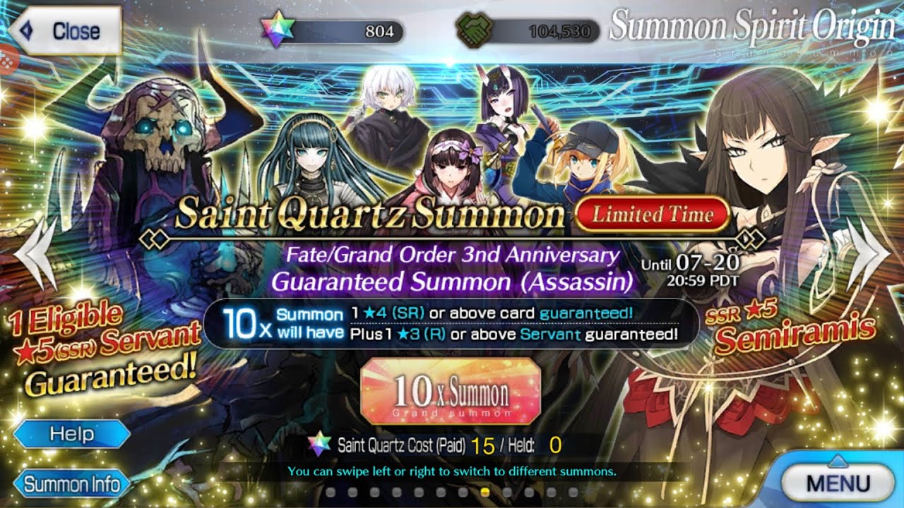 [FGO NA] Fate/Grand Order ~ 3rd Anniversary | Guaranteed SSR Banner assassin !!