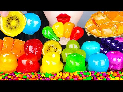 ASMR RAINBOW FOOD DESSERTS 무지개 탕후루 *지구젤리, 마시멜로우, 애플망고, 골드키위, 로프젤리 <strong>CANDIED</strong> FRUITS TANGHULU MUKBANG 먹방