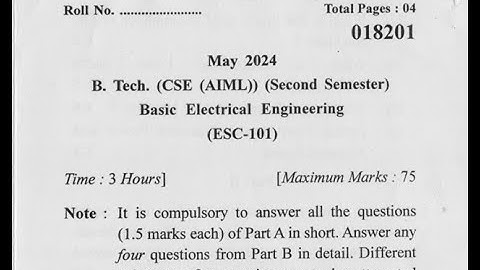 btech cs Basic Electrical Engineering (Question paper- 2024) YMCA