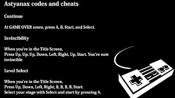 Astyanax cheats, codes, hints for Nintendo NES