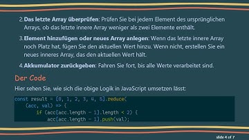 Wie man ein einzelnes Array in ein Array von Arrays mit jeweils zwei Elementen umwandelt