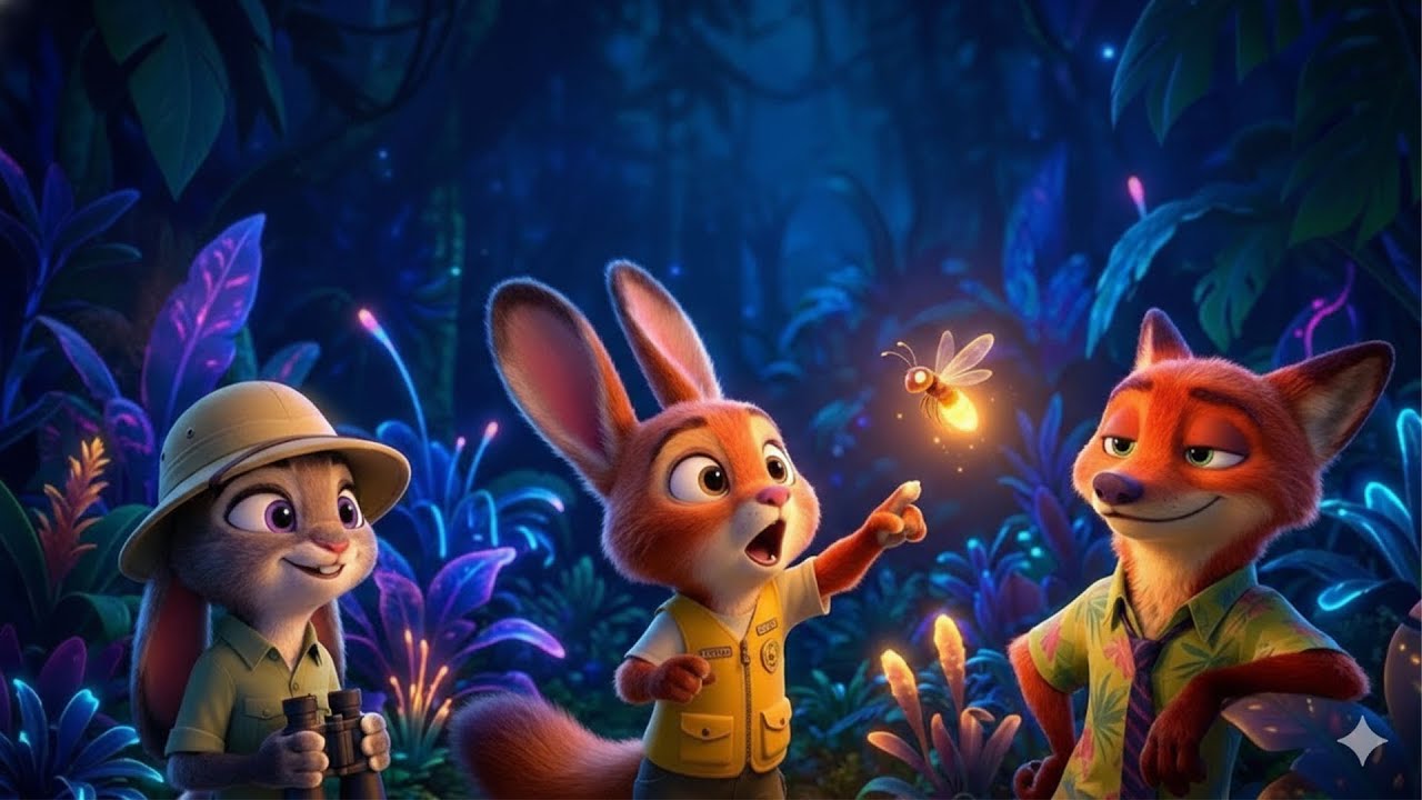 Zootopia | A Cozy Rainforest Camp – Judy, Nick & Baby Fiin’s Glowing Night 🌙💙