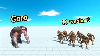 Goro vs 10 weakest unit faction animal revolt battle simulator screenshot 1